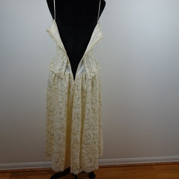 VTG 80s 90s Wedding Dress Ivory Lace Custom Made Size S Party Prom with Jacket - Picture 13 of 16